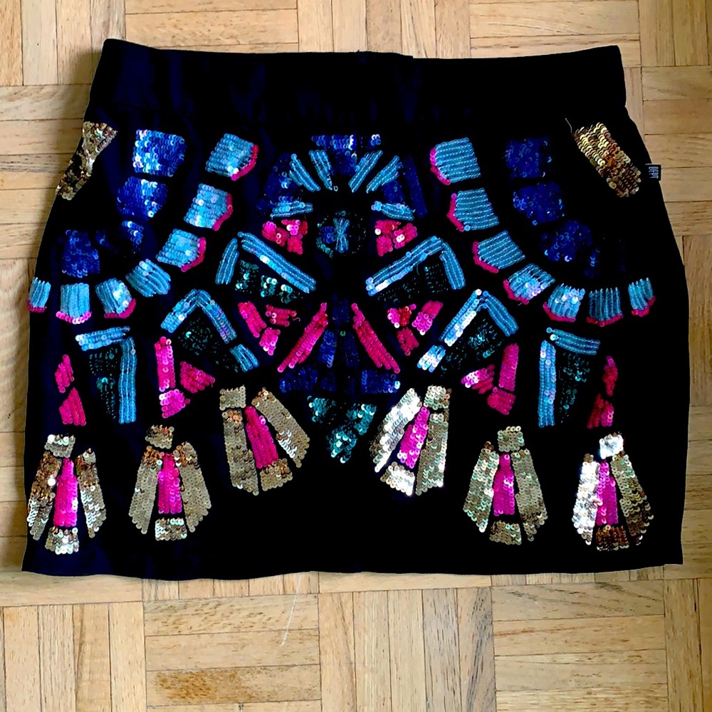 Black sequinned skirt
